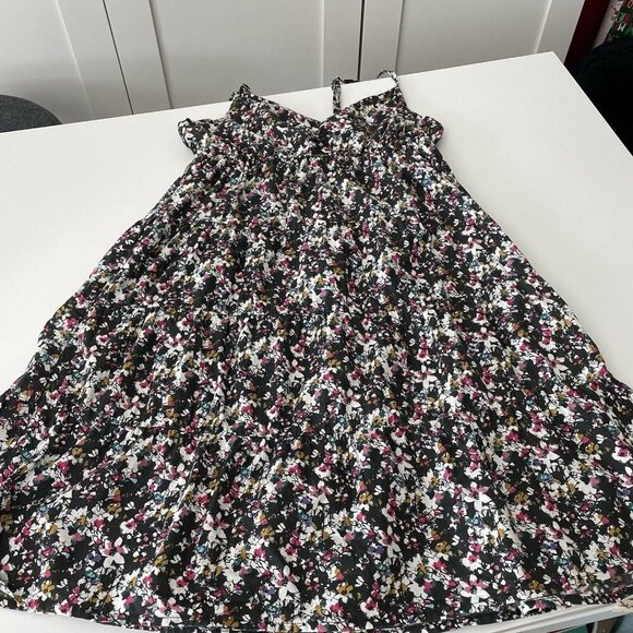 H&M Sundress Black Floral Adjustable Strap Cotton Cottage Boho Feminine Beach 10 - Picture 8 of 10